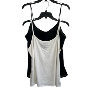 Attention Black & White Round Neck Strappy Sleeve Pullover Tank Top Bundle of 2
